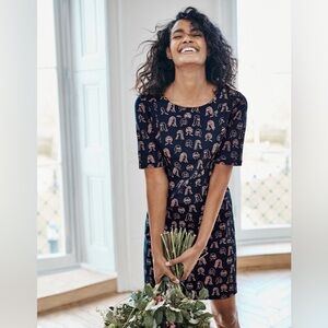 Boden Iona Navy pink print Sheath Dress  NWT Petite